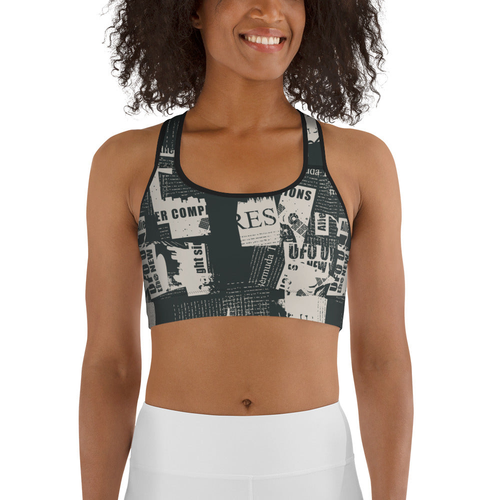 Vintage Newspaper Sports Bra