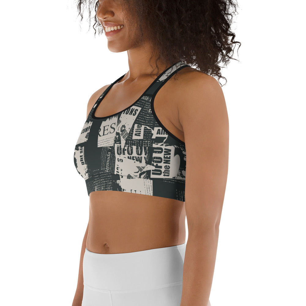 Vintage Newspaper Sports Bra