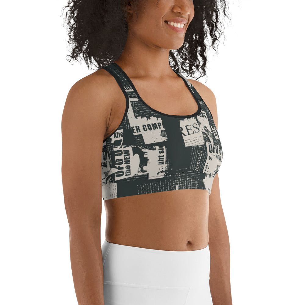 Vintage Newspaper Sports Bra