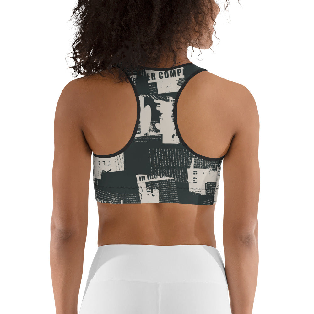 Vintage Newspaper Sports Bra