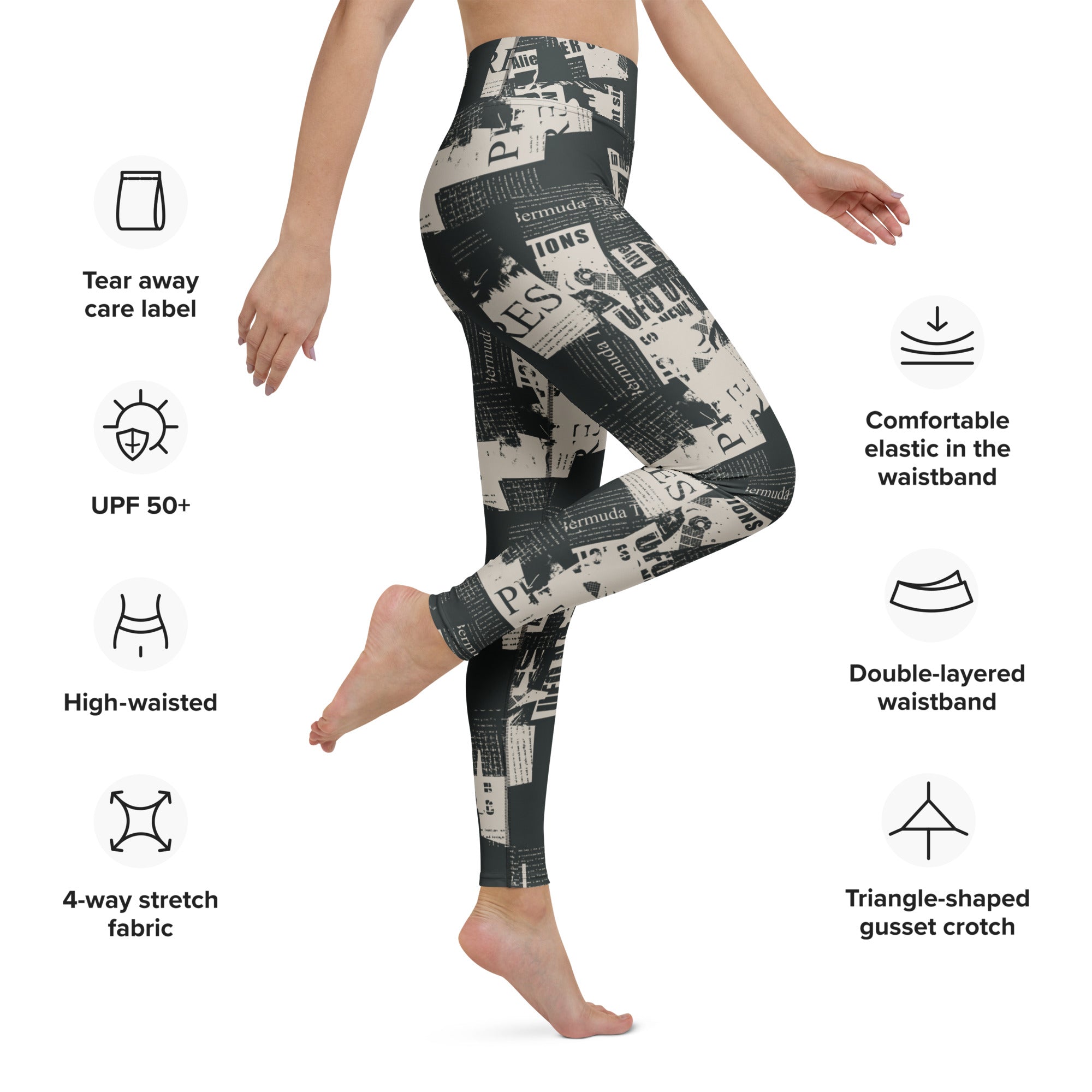 Vintage Newspaper Yoga Leggings