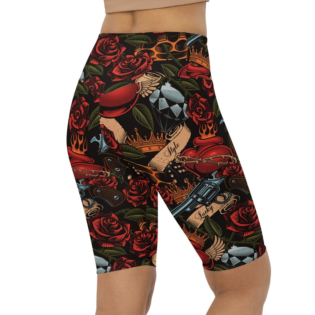 Vintage Tattoos Biker Shorts