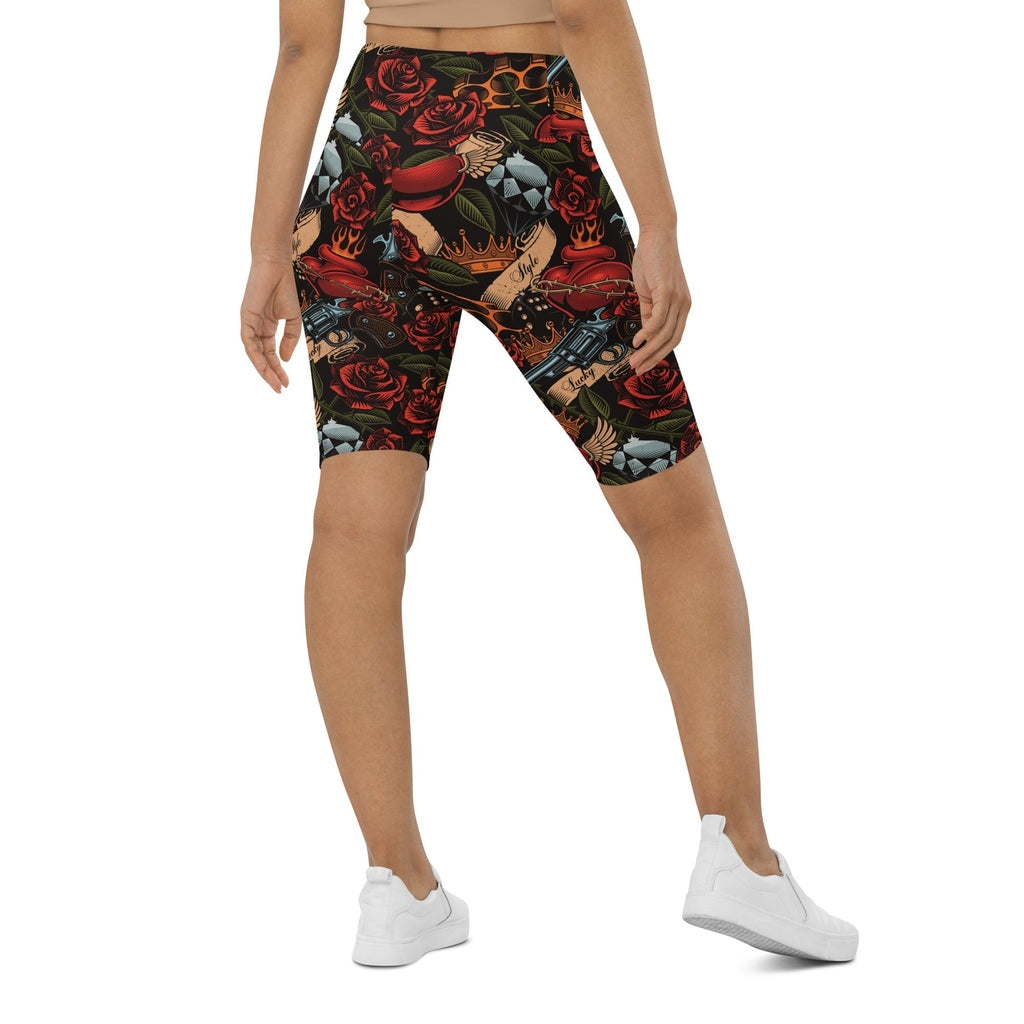 Vintage Tattoos Biker Shorts