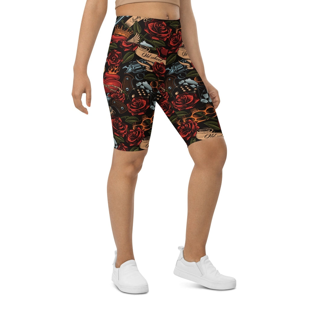 Vintage Tattoos Biker Shorts