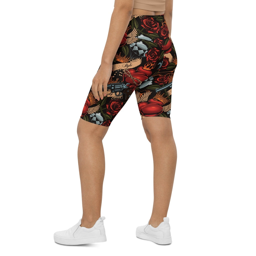 Vintage Tattoos Biker Shorts