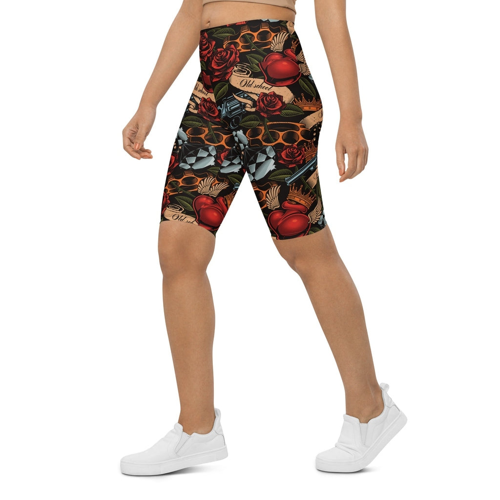 Vintage Tattoos Biker Shorts