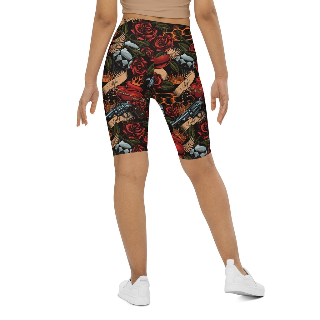 Vintage Tattoos Biker Shorts