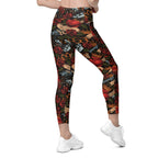 Vintage Tattoos Crossover Leggings With Pockets