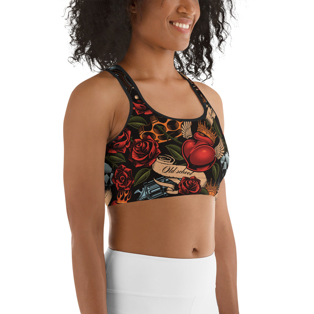Vintage Tattoos Sports Bra