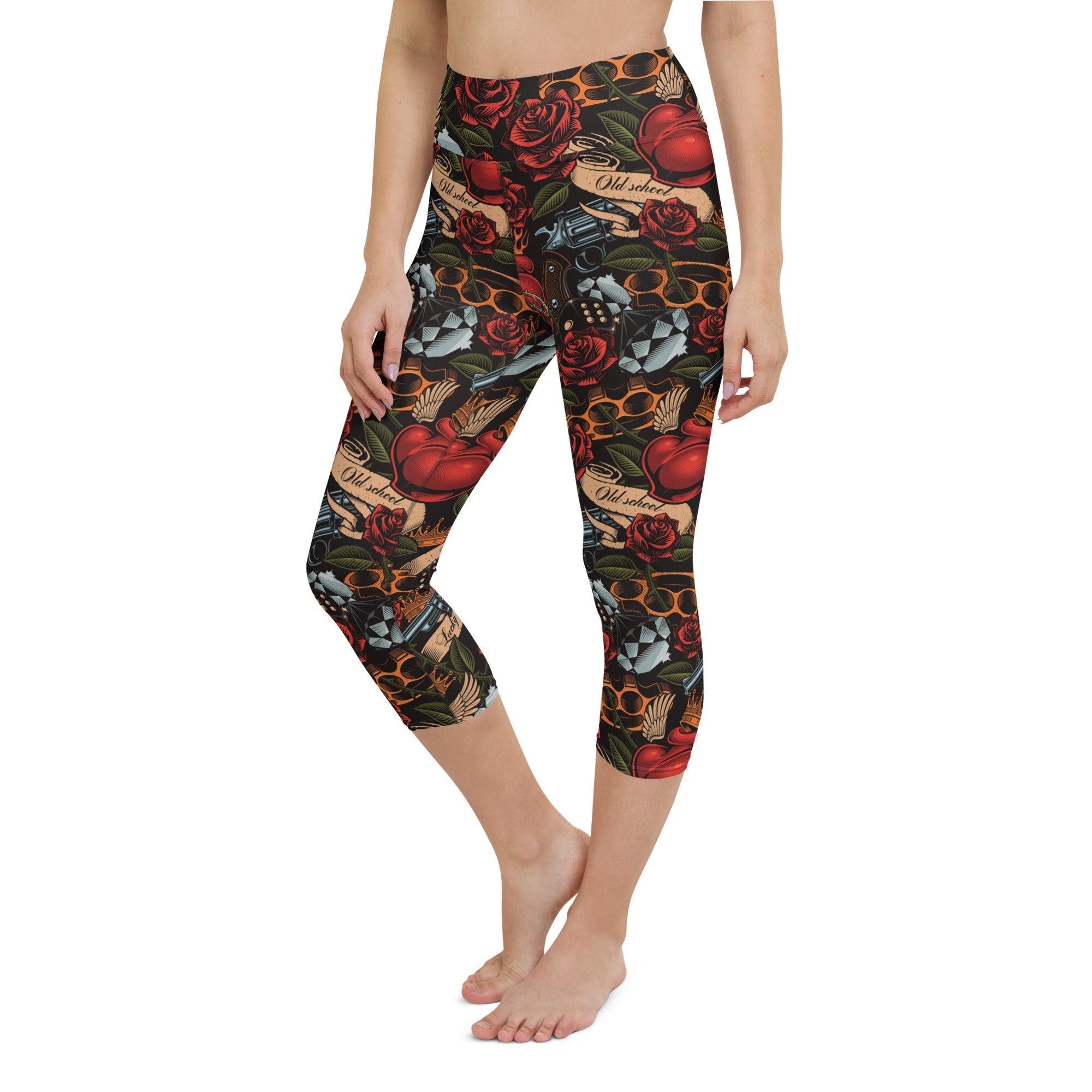 Vintage Tattoos Yoga Capris