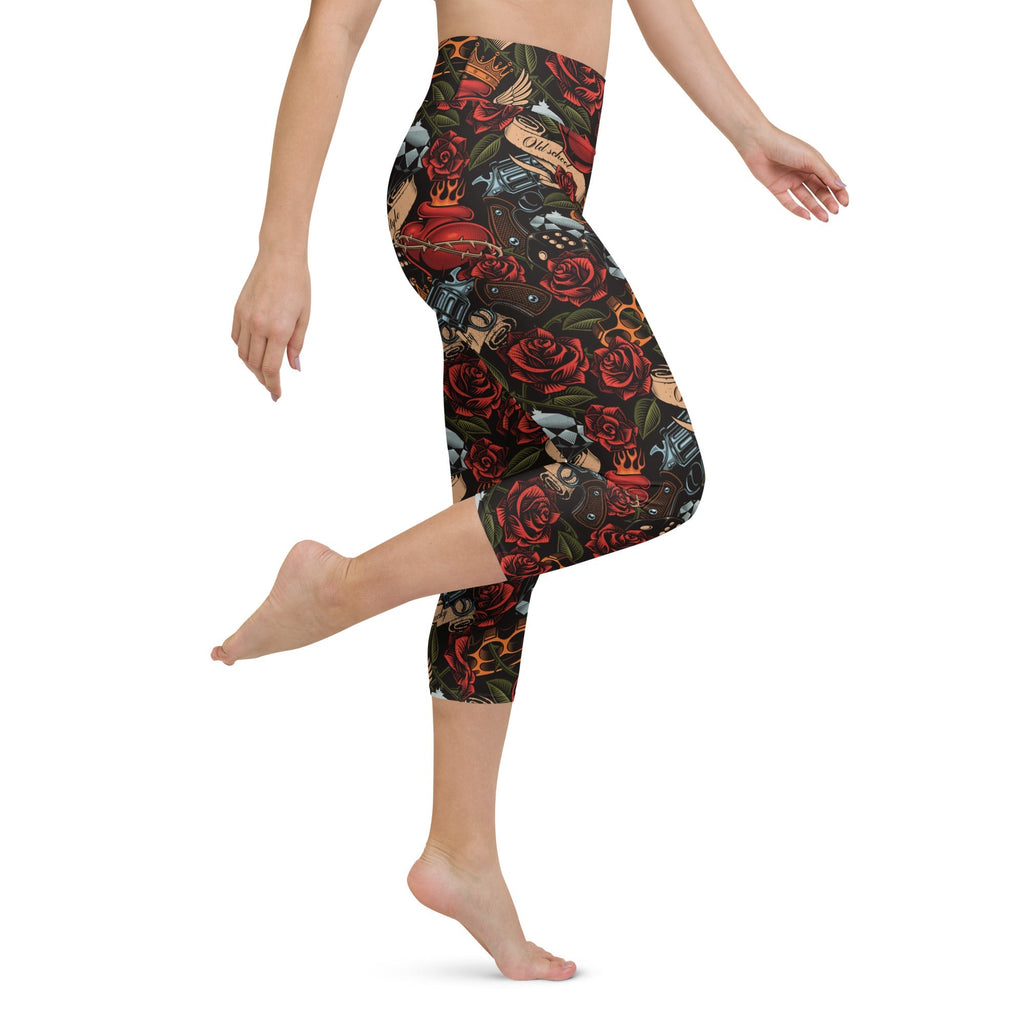 Vintage Tattoos Yoga Capris