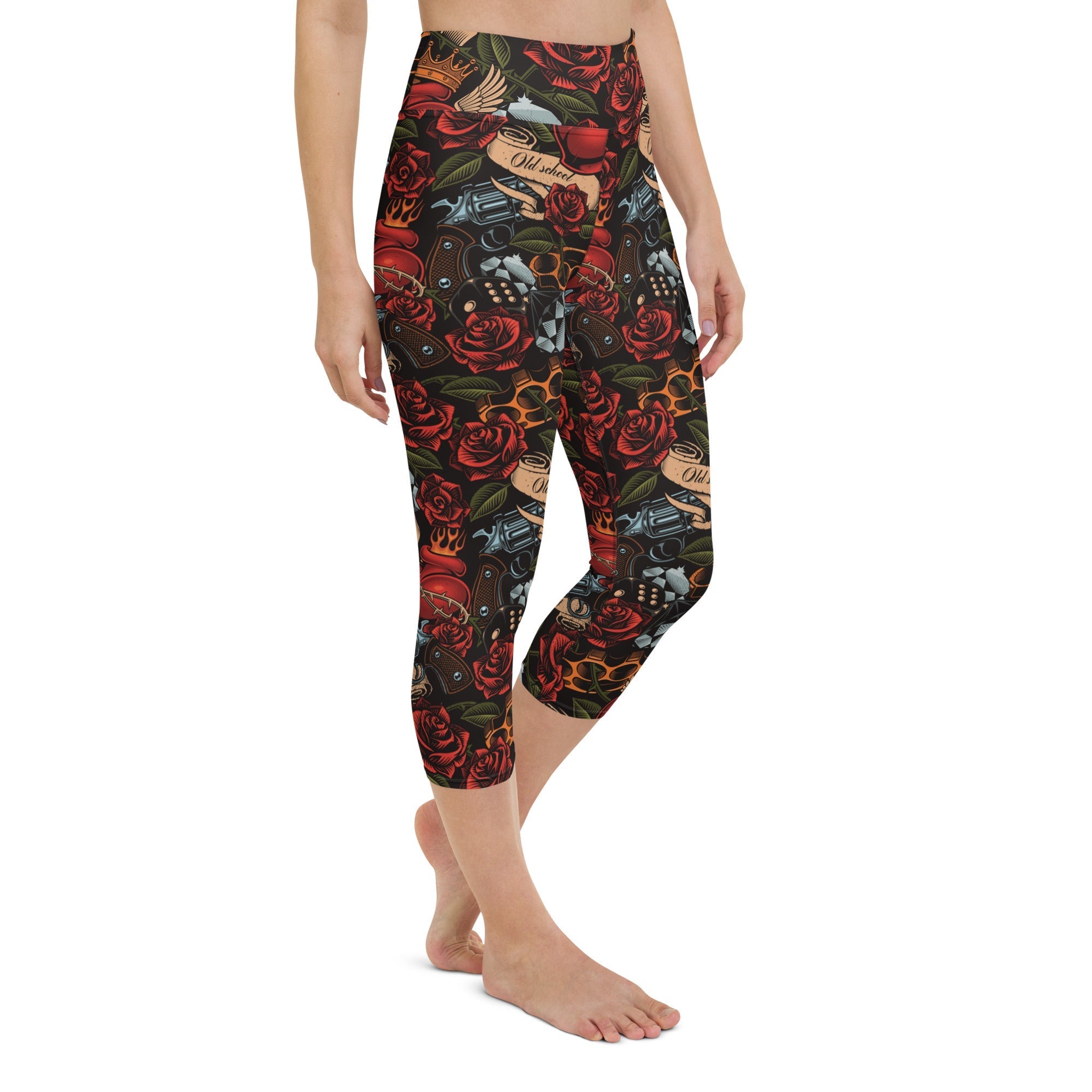 Vintage Tattoos Yoga Capris
