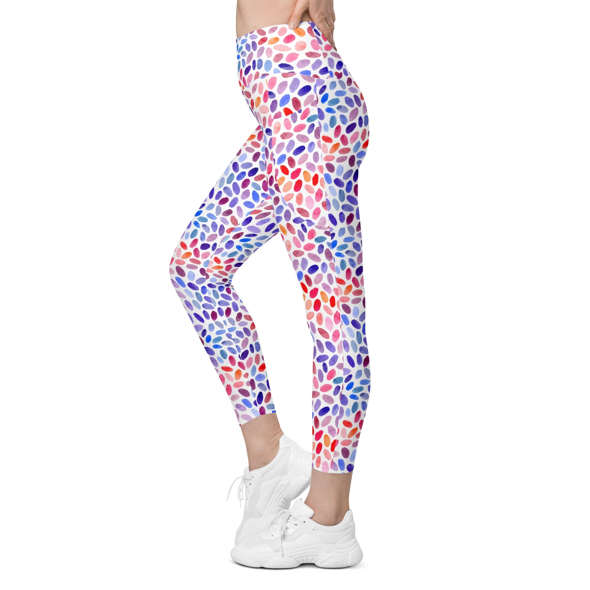 Watercolor Dot Leggings with Pockets
