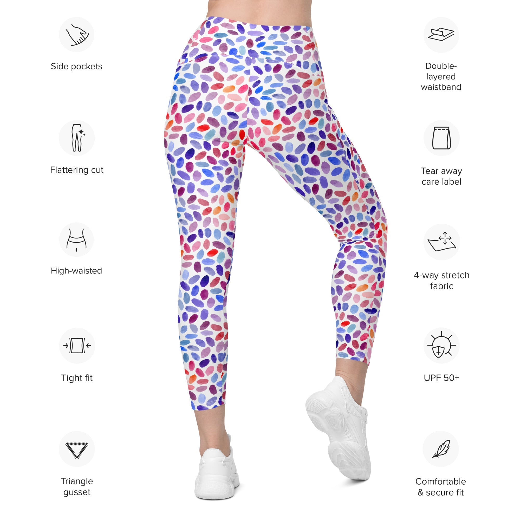 Watercolor Dot Leggings with Pockets