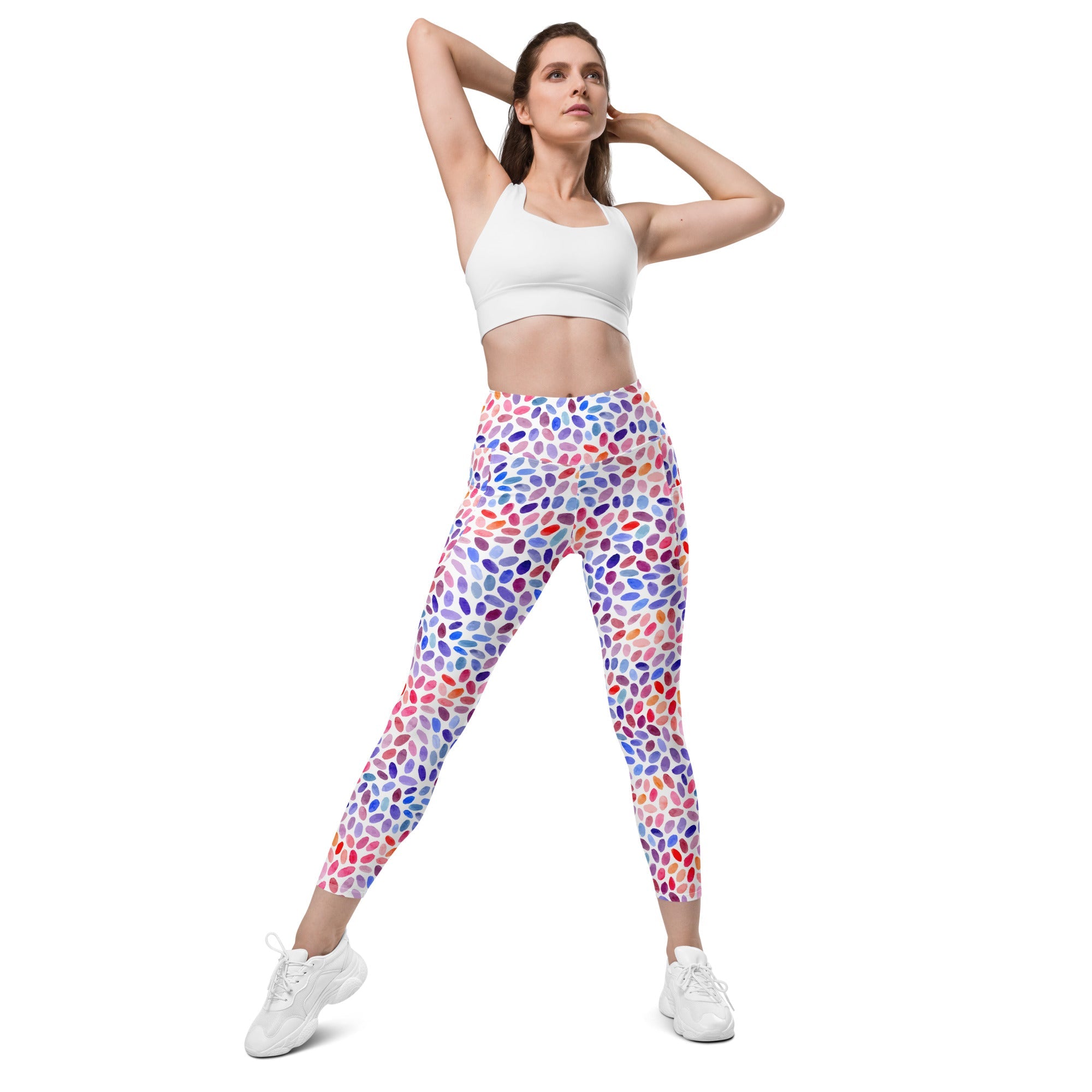 Watercolor Dot Leggings with Pockets