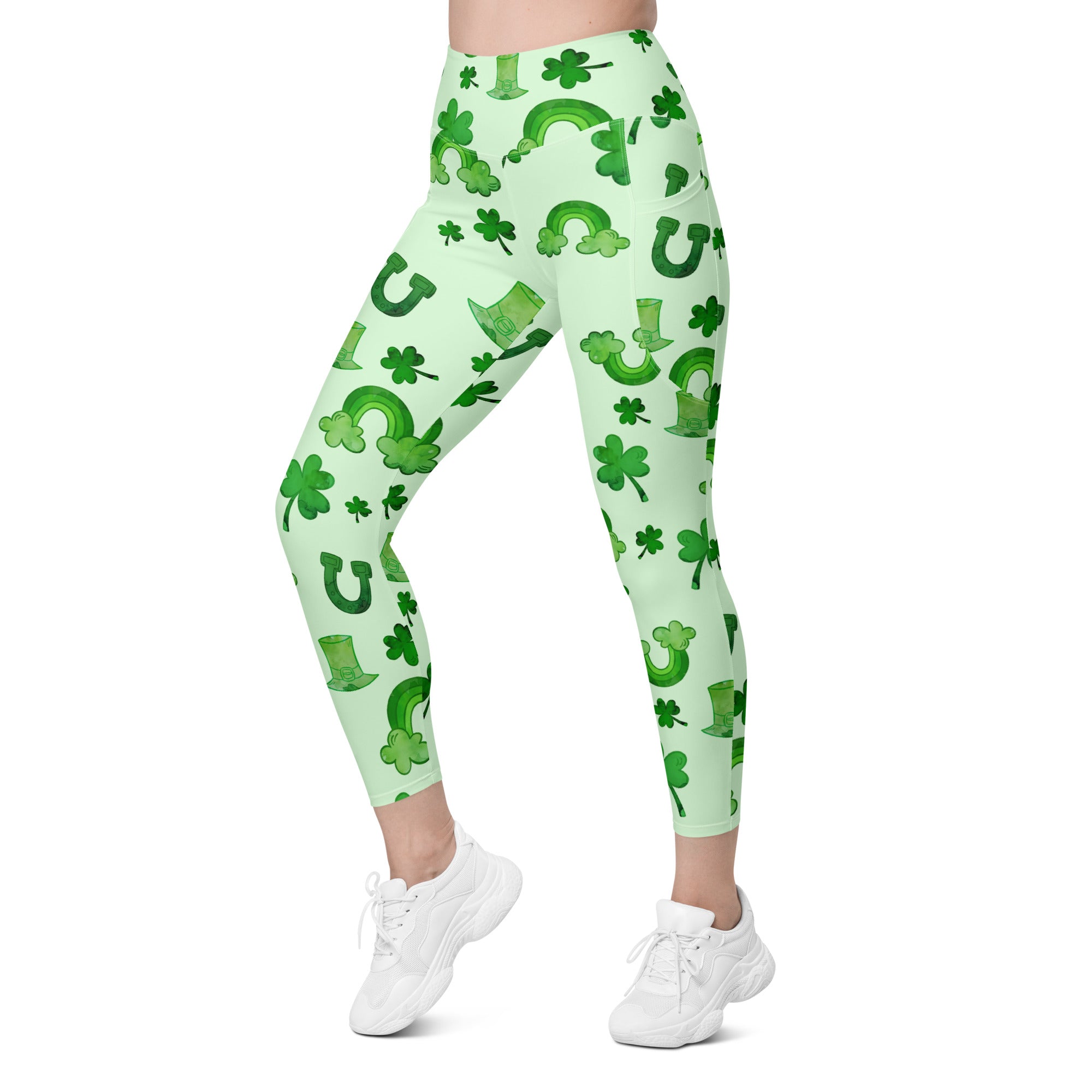 Watercolor St. Patrick's Day Leggings With Pockets