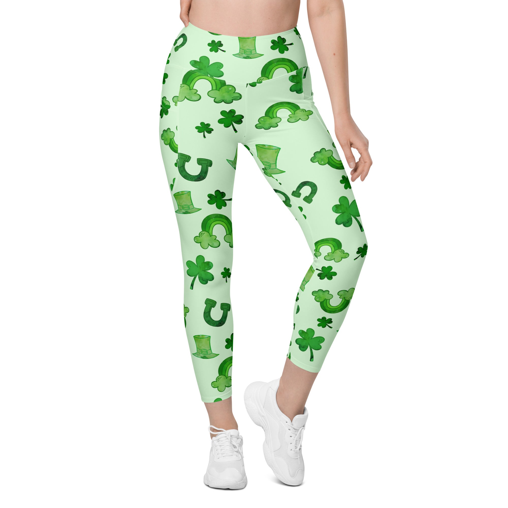 Watercolor St. Patrick's Day Leggings With Pockets