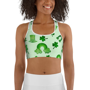 Watercolor St. Patrick's Day Sports Bra