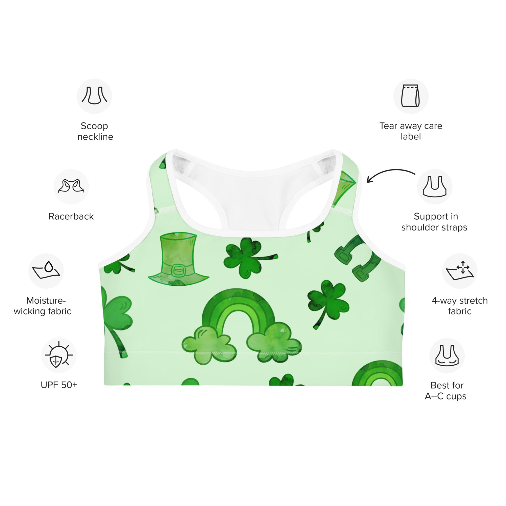 Watercolor St. Patrick's Day Sports Bra