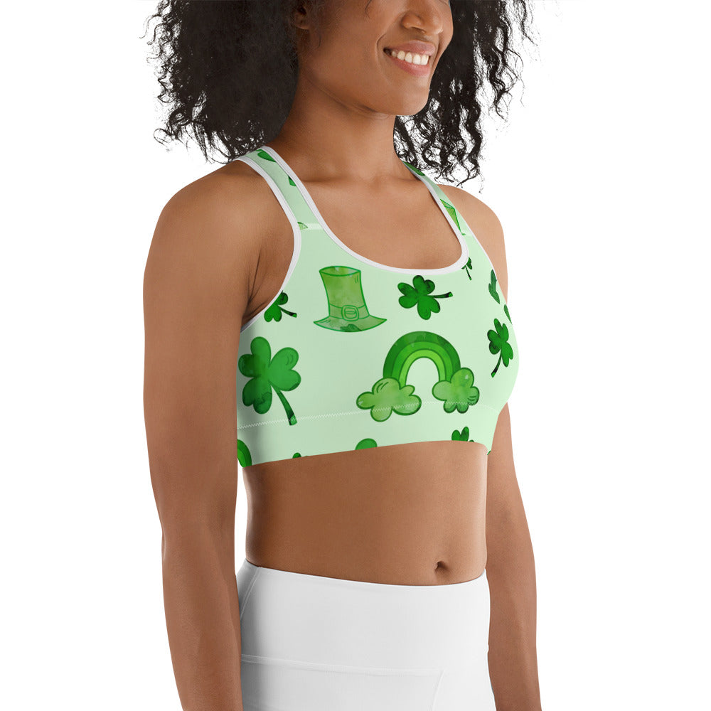 Watercolor St. Patrick's Day Sports Bra