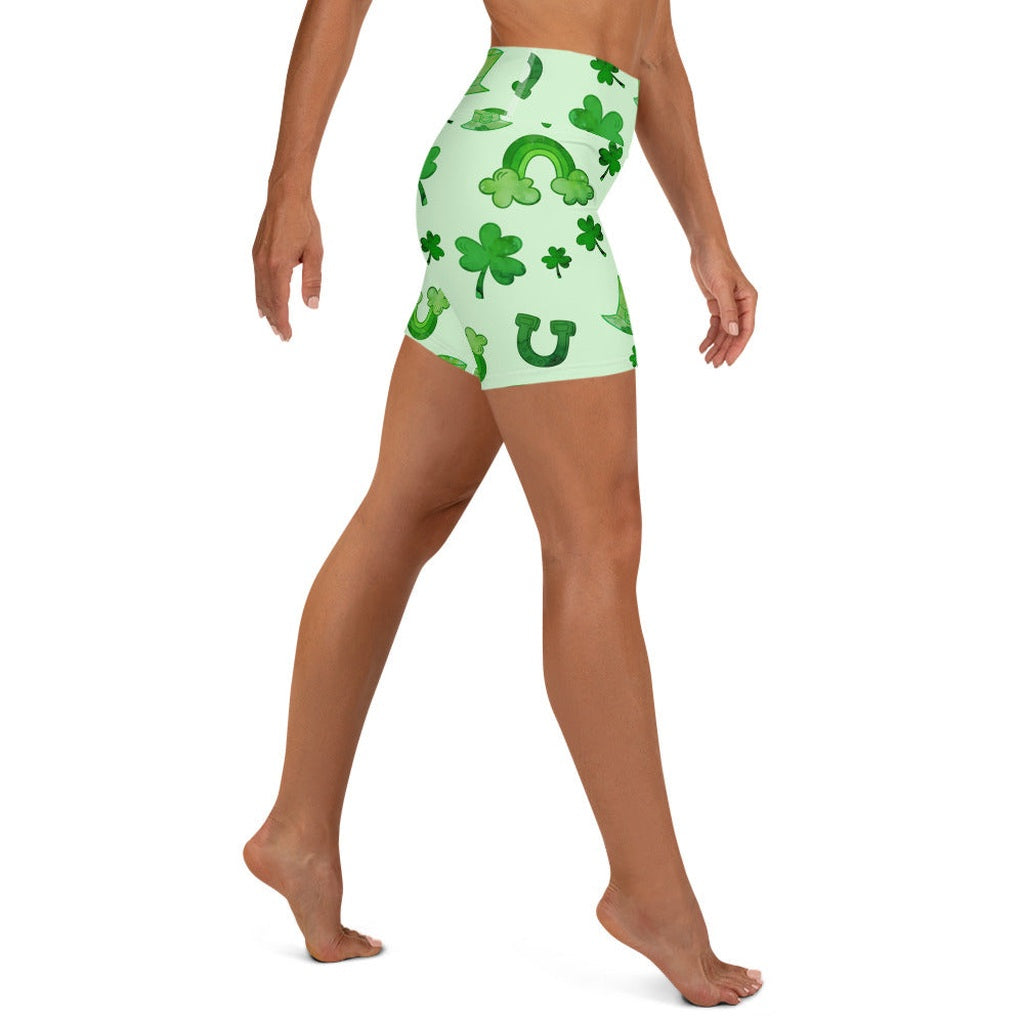 Watercolor St. Patrick's Day Yoga Shorts