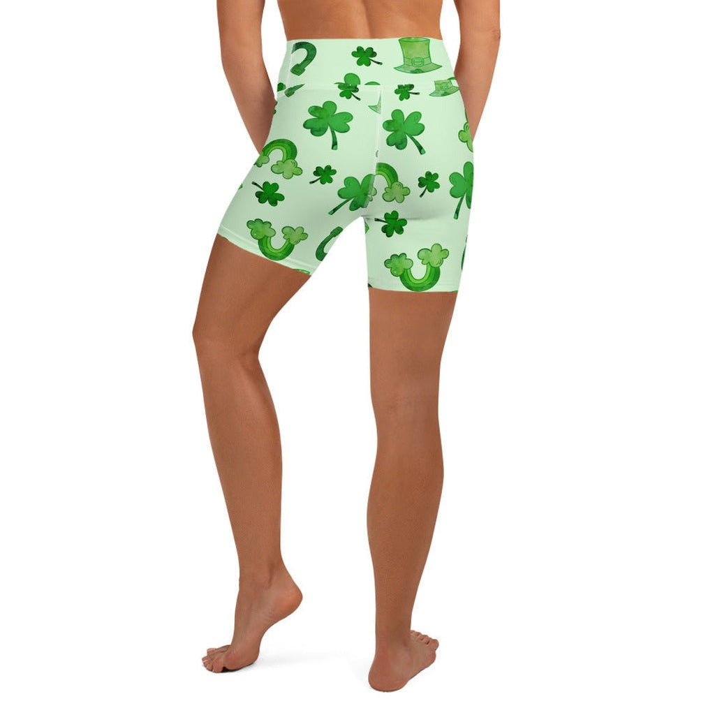 Watercolor St. Patrick's Day Yoga Shorts