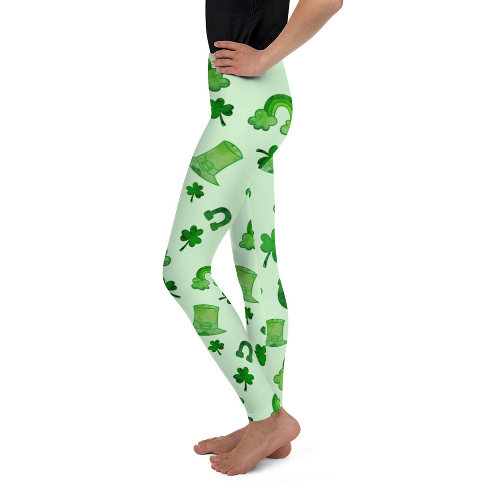 Watercolor St. Patrick's Day Youth Leggings