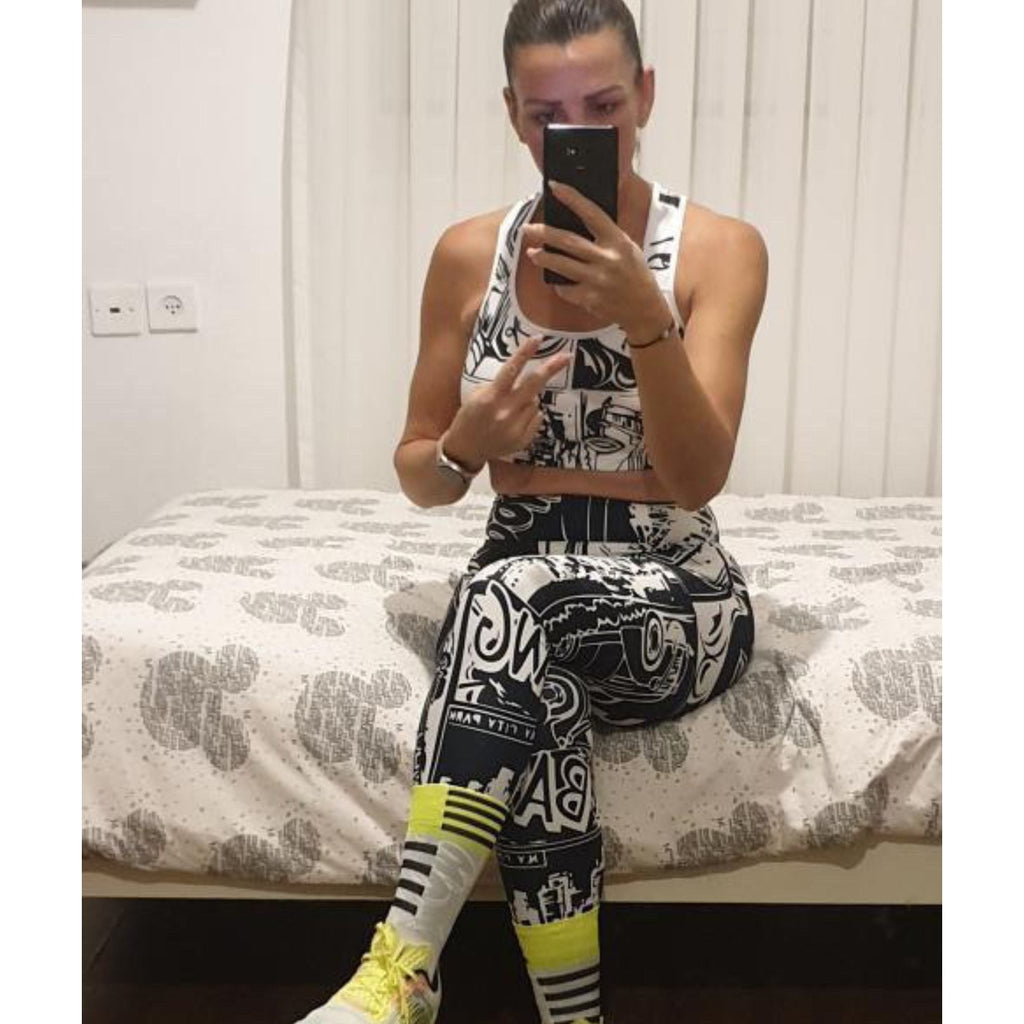 White & Black Comic Book Leggings