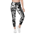 White & Black Comic Book Leggings With Pockets