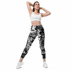 White & Black Comic Book Leggings With Pockets