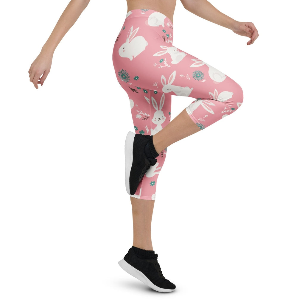 White Easter Bunnies Capris