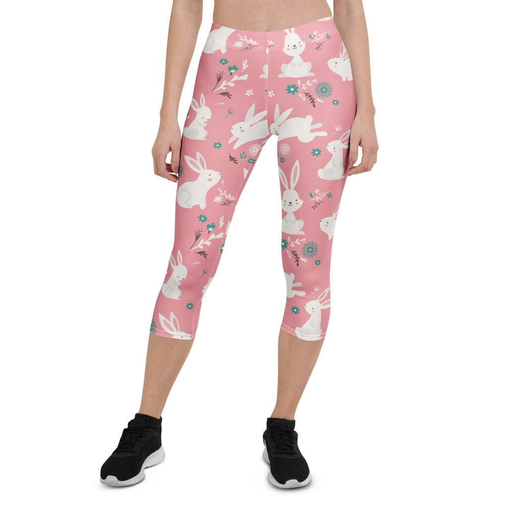 White Easter Bunnies Capris