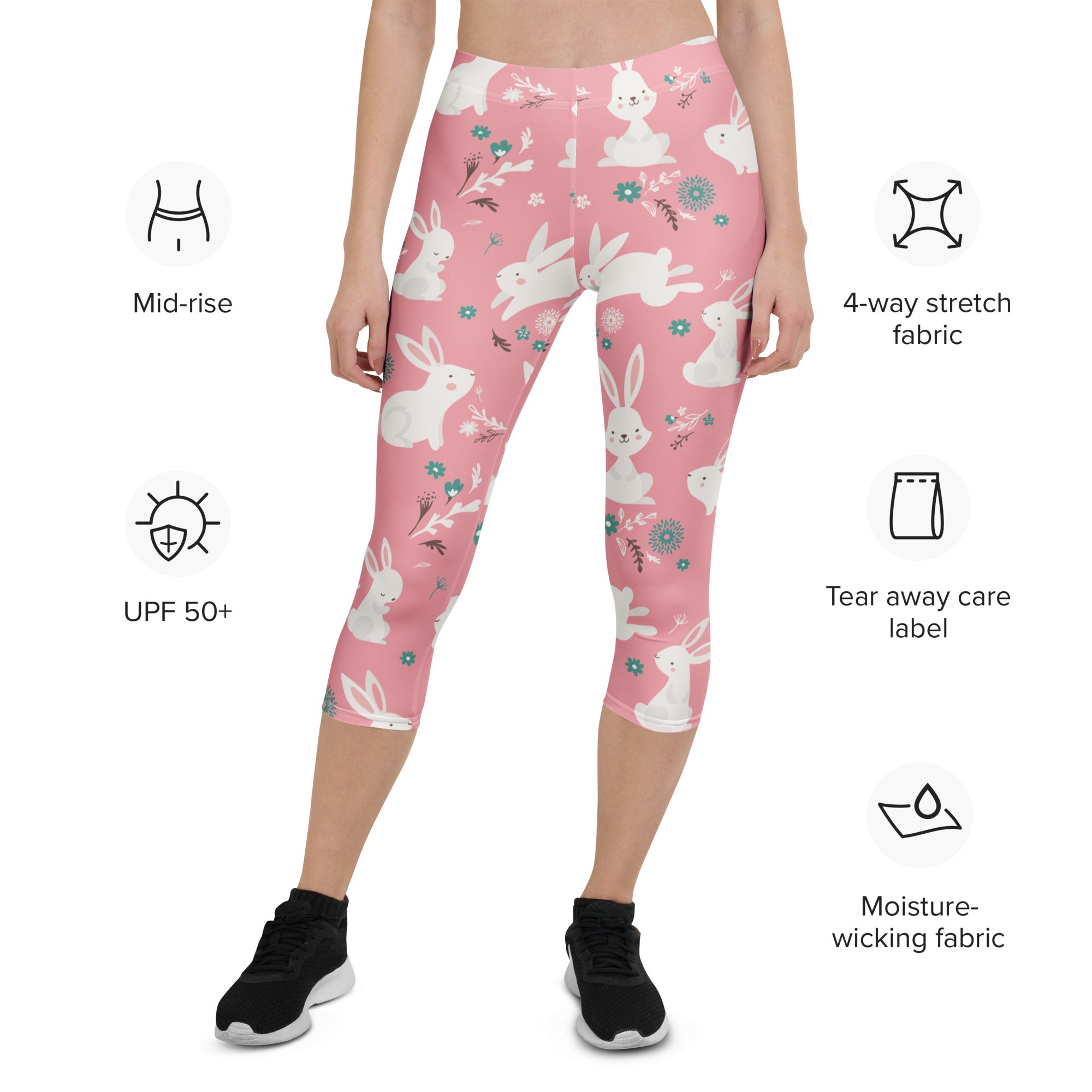 White Easter Bunnies Capris