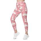 White Easter Bunnies Leggings With Pockets