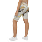 White & Gold Marble Biker Shorts
