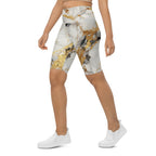 White & Gold Marble Biker Shorts