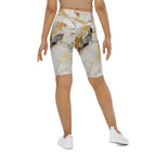 White & Gold Marble Biker Shorts