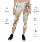 White & Gold Marble Capris