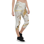 White & Gold Marble Capris