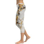White & Gold Marble Capris