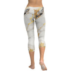 White & Gold Marble Capris