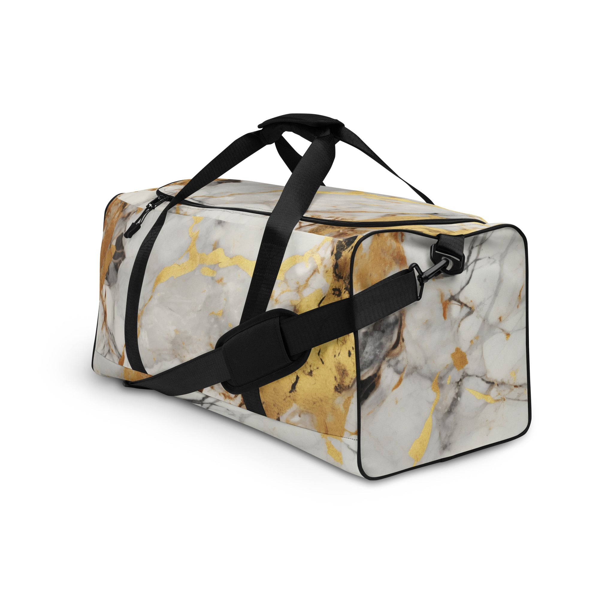 White & Gold Marble Duffle Bag