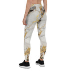 White & Gold Marble Leggings