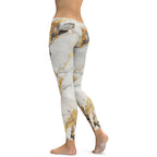 White & Gold Marble Leggings