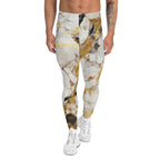 White & Gold Marble Men's Leggings
