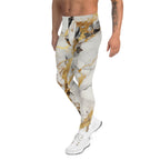White & Gold Marble Men's Leggings