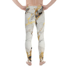 White & Gold Marble Men's Leggings