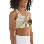 White & Gold Marble Sports Bra