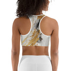 White & Gold Marble Sports Bra