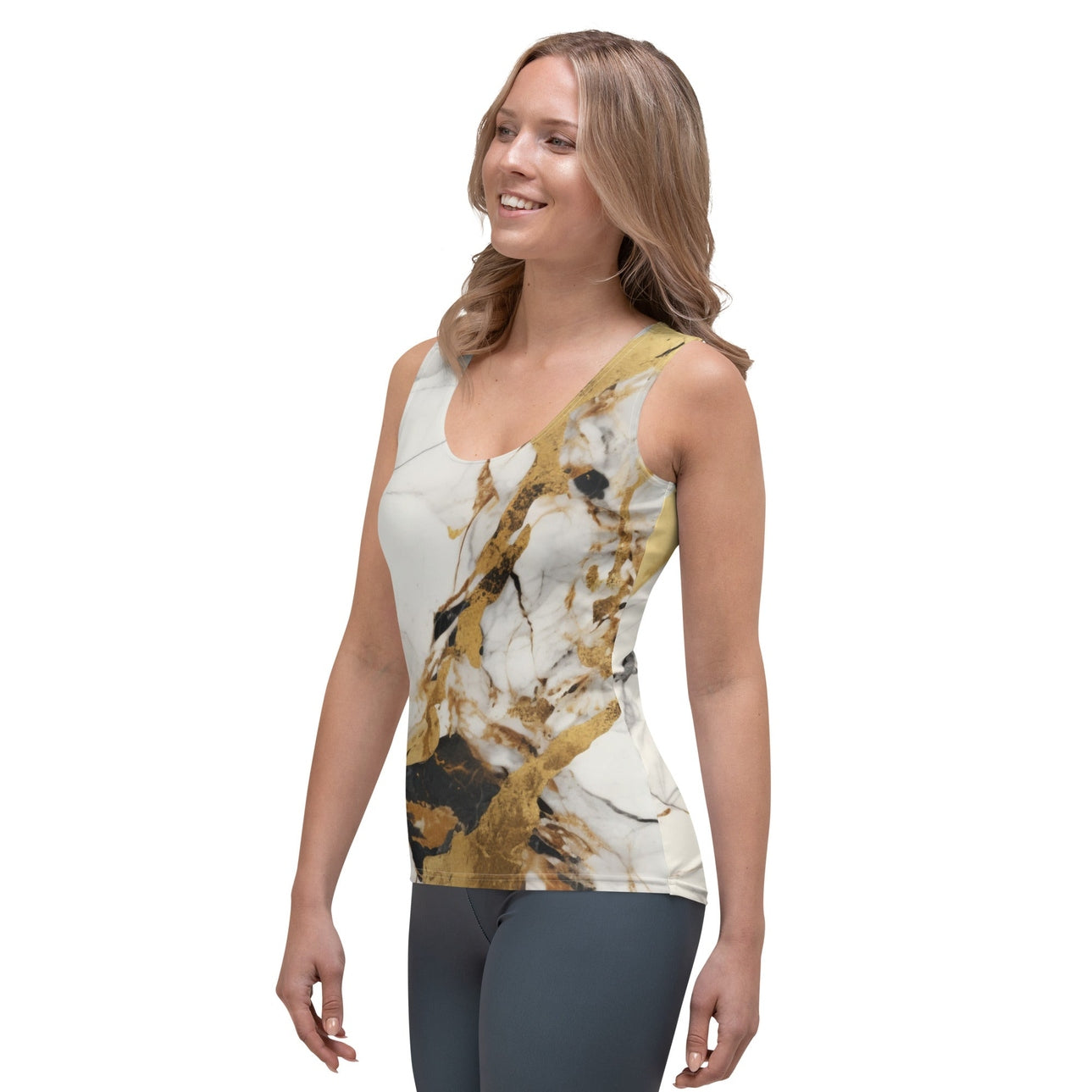 White & Gold Marble Tank Top